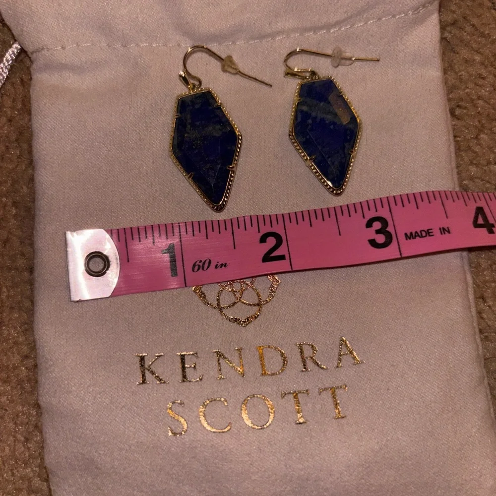 Kendra Scott Alex Gold Lapis Drop Earrings – Blue Stone - Picture 2 of 4